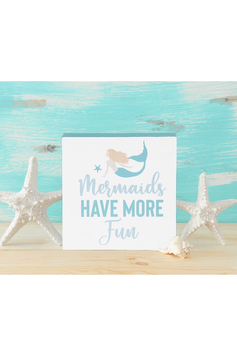 Mermaids Have More Fun Shelf Block Decor, Alternate, color, Blue