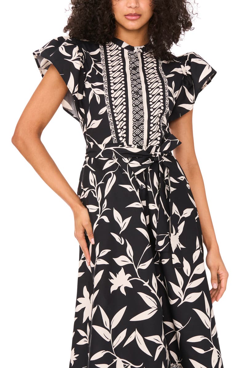 Halogen<sup>®</sup> Tie Waist Midi Dress, Alternate, color, Rich Black