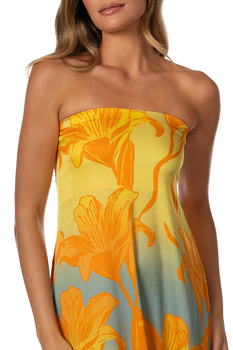 Golden Lily Crimson Strapless Maxi Cover-Up Dress, Alternate, color, OPEN YELLOW