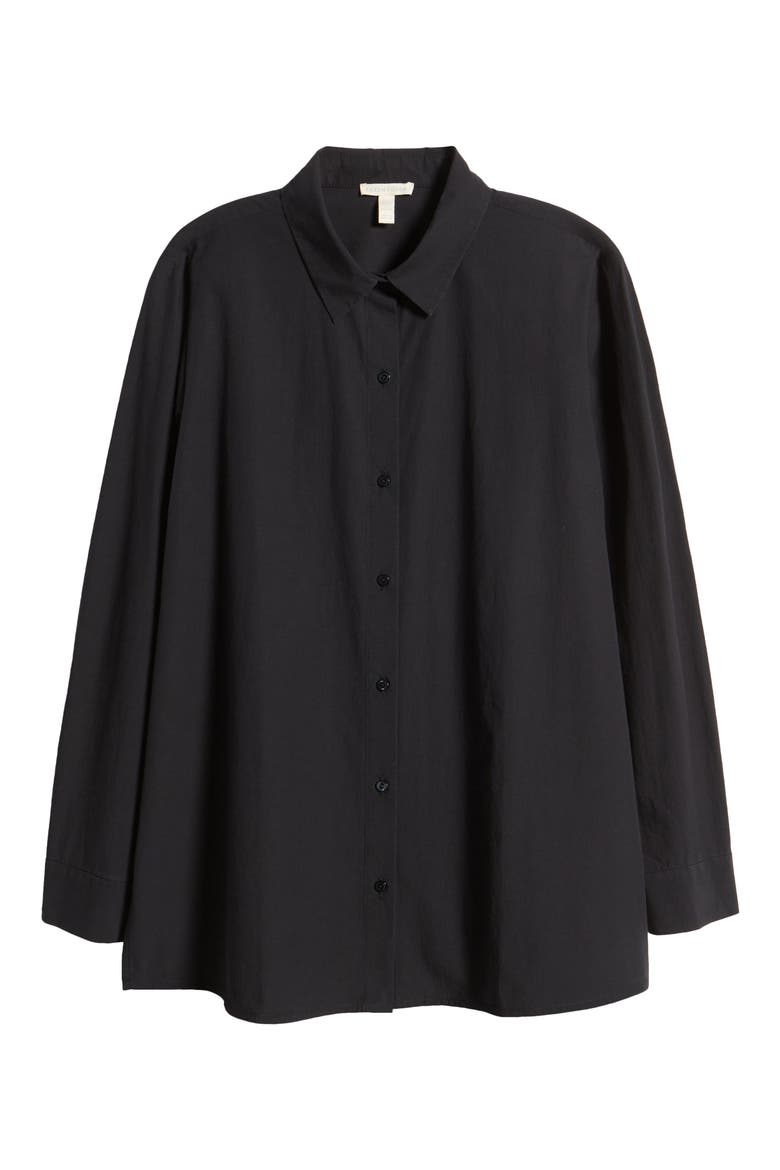 Classic Collar Easy Organic Cotton Button-Up Shirt, Alternate, color, BLACK