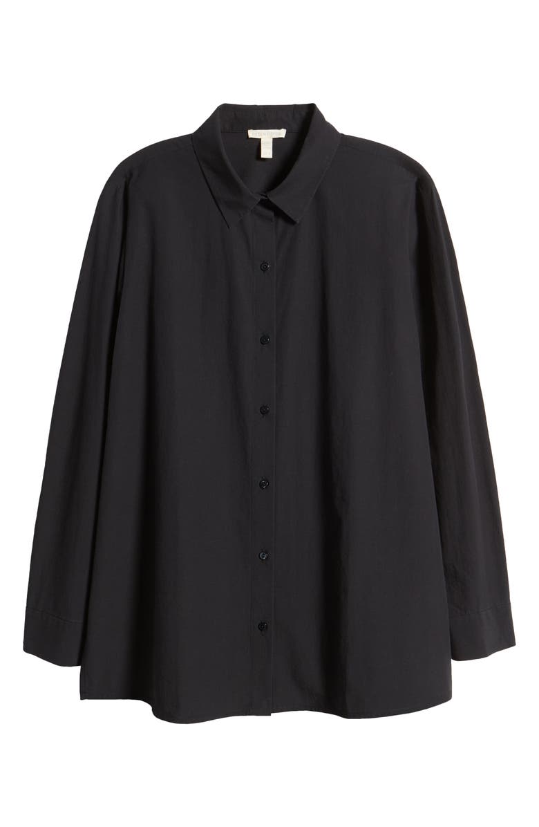 Eileen Fisher Classic Collar Easy Organic Cotton Button-Up Shirt, Alternate, color, Black