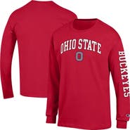 Champion Men's Champion  Scarlet Ohio State Buckeyes Arch Over Logo 2-Hit Long Sleeve T-Shirt