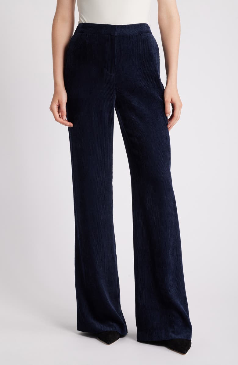 KOBI HALPERIN Soft Corduroy Straight Leg Pants, Main, color, Navy