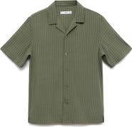 MANGO Stripe Embroidered Camp Shirt