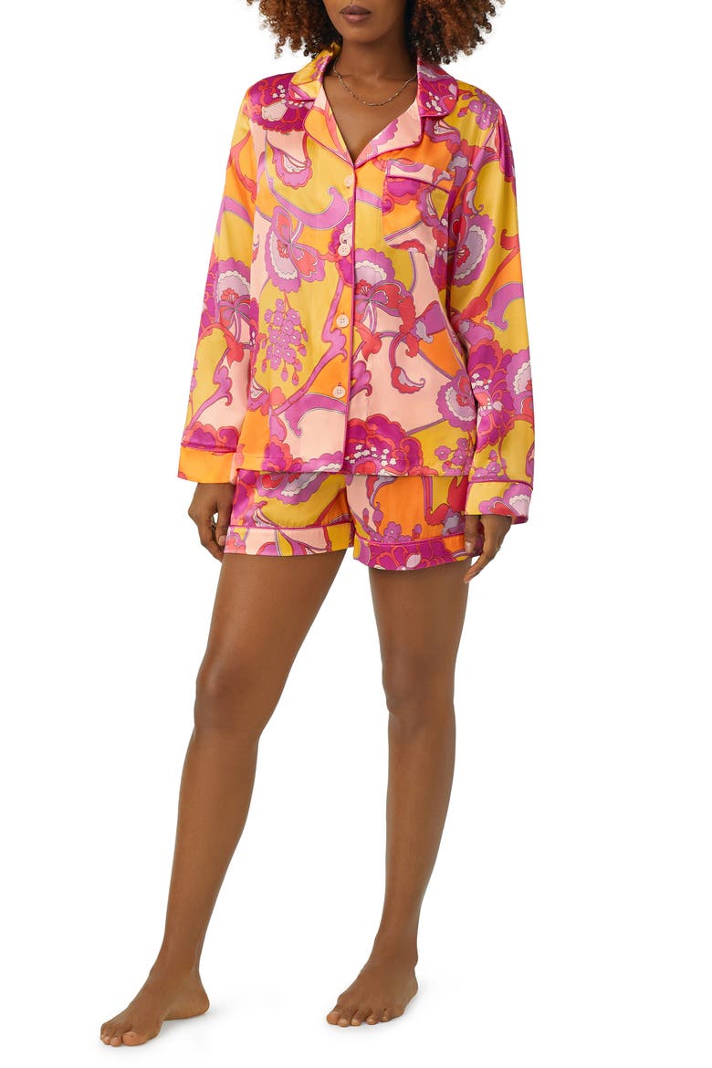 x Trina Turk Print Silk Short Pajamas, Main, color, APACHE BLOOM