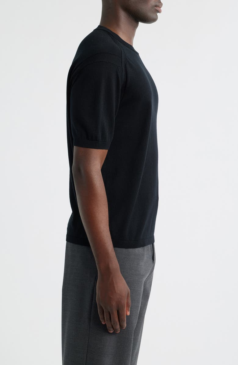 Emporio Armani Short Sleeve Sweater, Alternate, color, Black