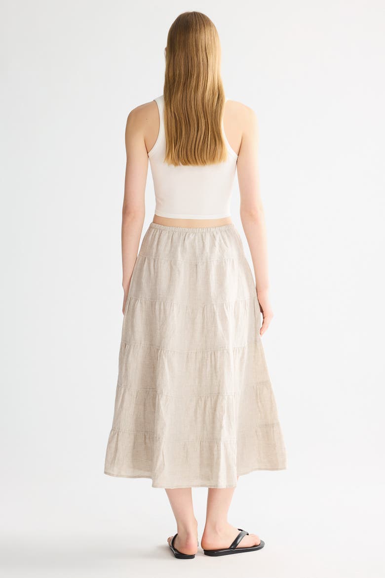 Bouquet Linen Skirt, Alternate, color, Beige