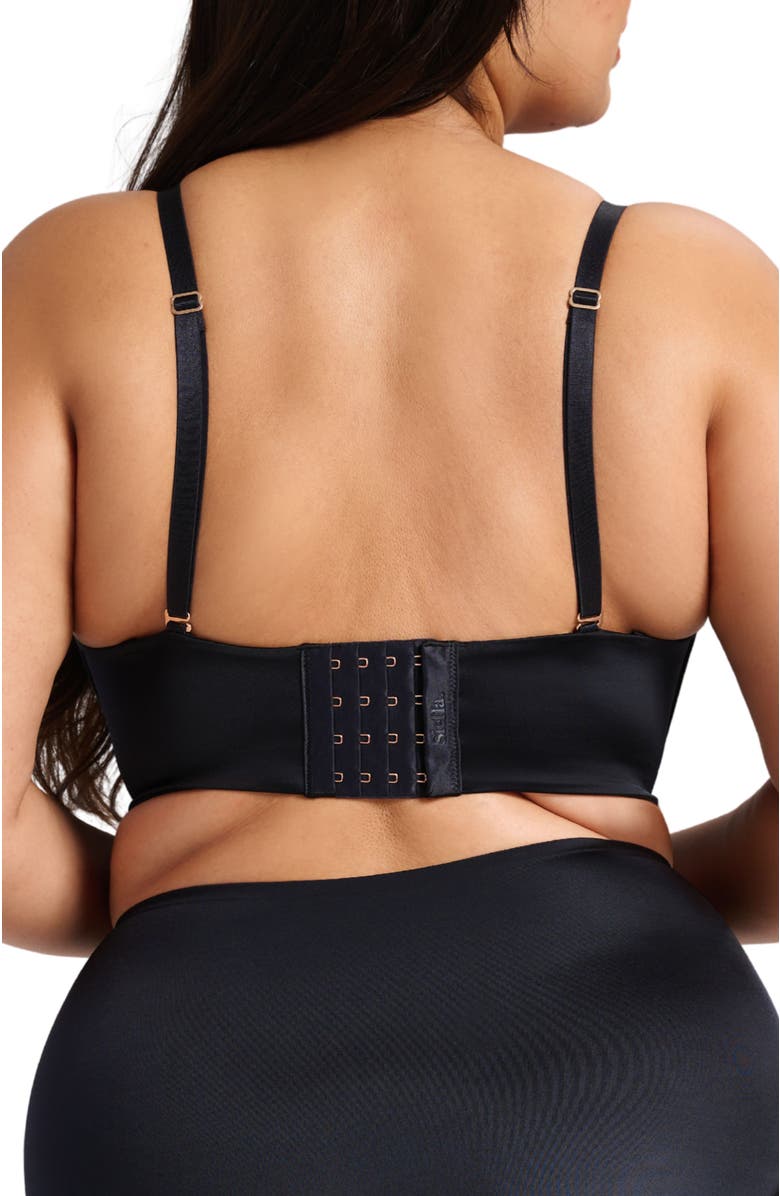 Siella Smooth Satin Foam Bustier, Alternate, color, Black