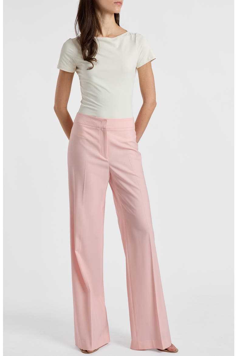 Camila Wide Leg Pants in Tropical Wool Stretch, Alternate, color, Candy Pink