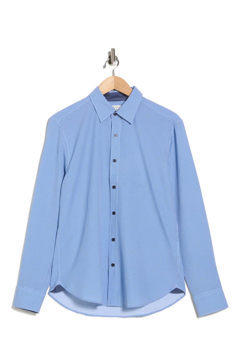 Slim Fit Geometric 4-Way Stretch Button-Up Shirt, Alternate, color, WHITE/ BLUE