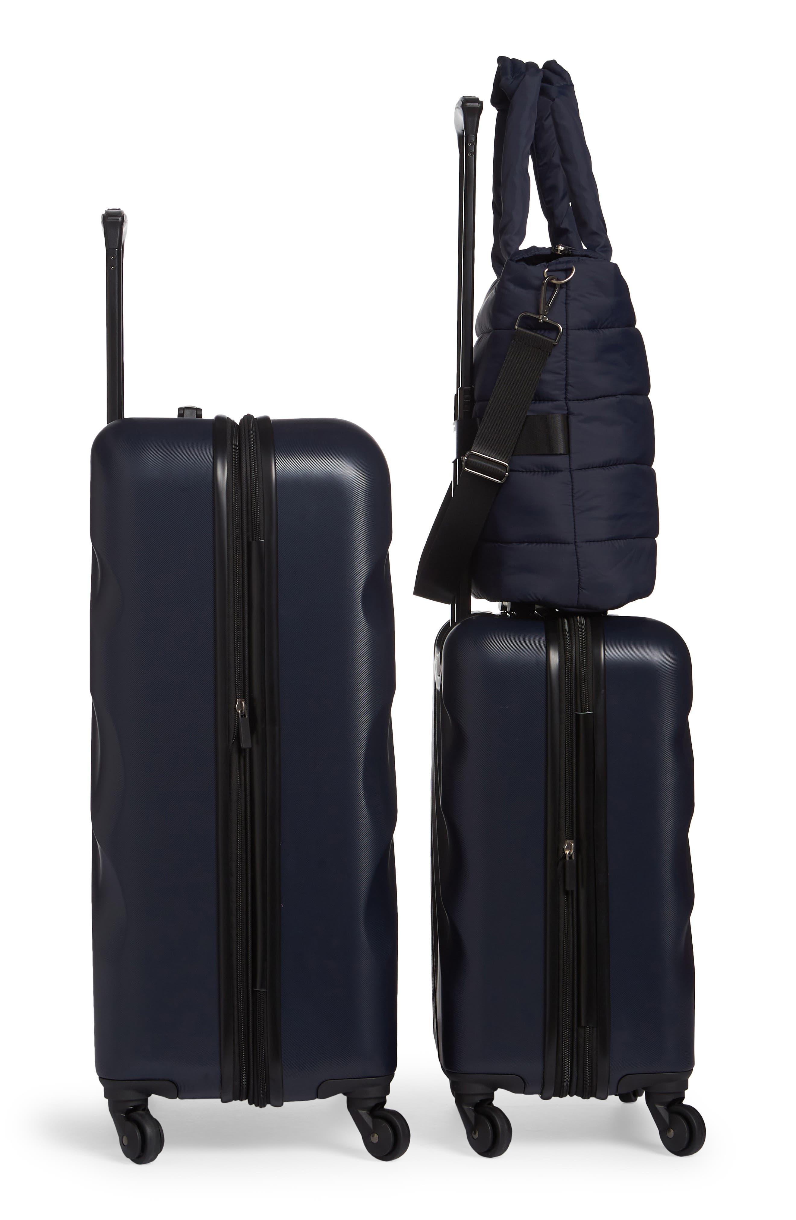 GEOFFREY BEENE 3-Piece Puffer Bag & Spinner Luggage Set, Alternate, color, Navy