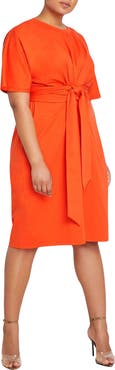 ELOQUII Cross Front Flutter Sleeve Dress