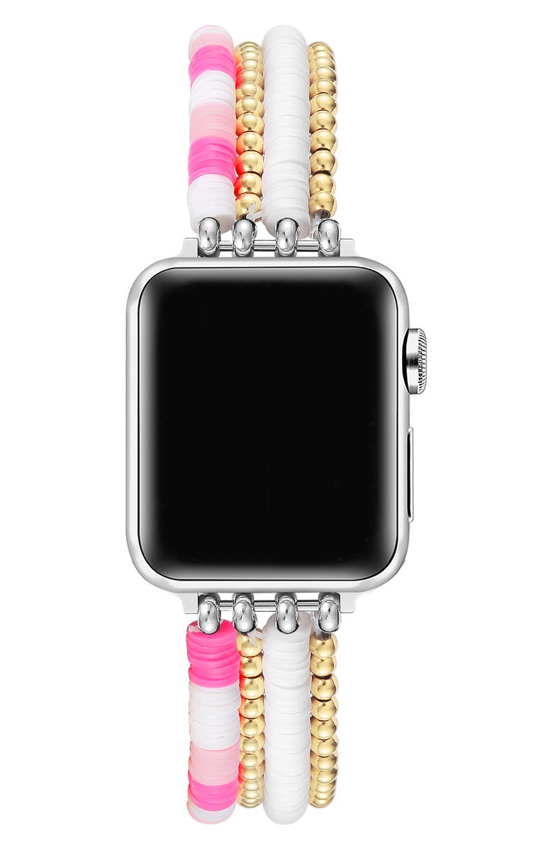 Posh Tech Bestie Beaded Apple Watch<sup>®</sup> Watchband, Alternate, color, Pink