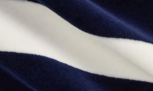 Ralph Lauren Stripe Cotton Blend Velour Romper In Blue