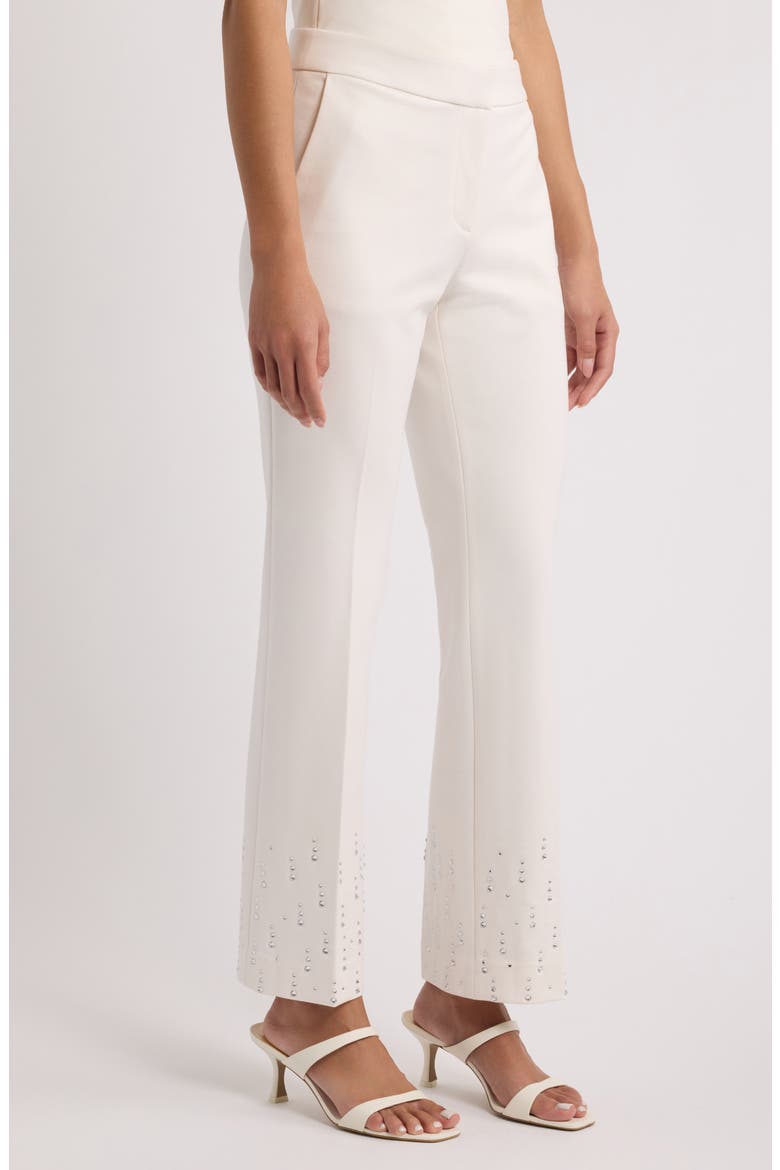 Embellished Ankle Flare Pants, Alternate, color, WHITE DOVE