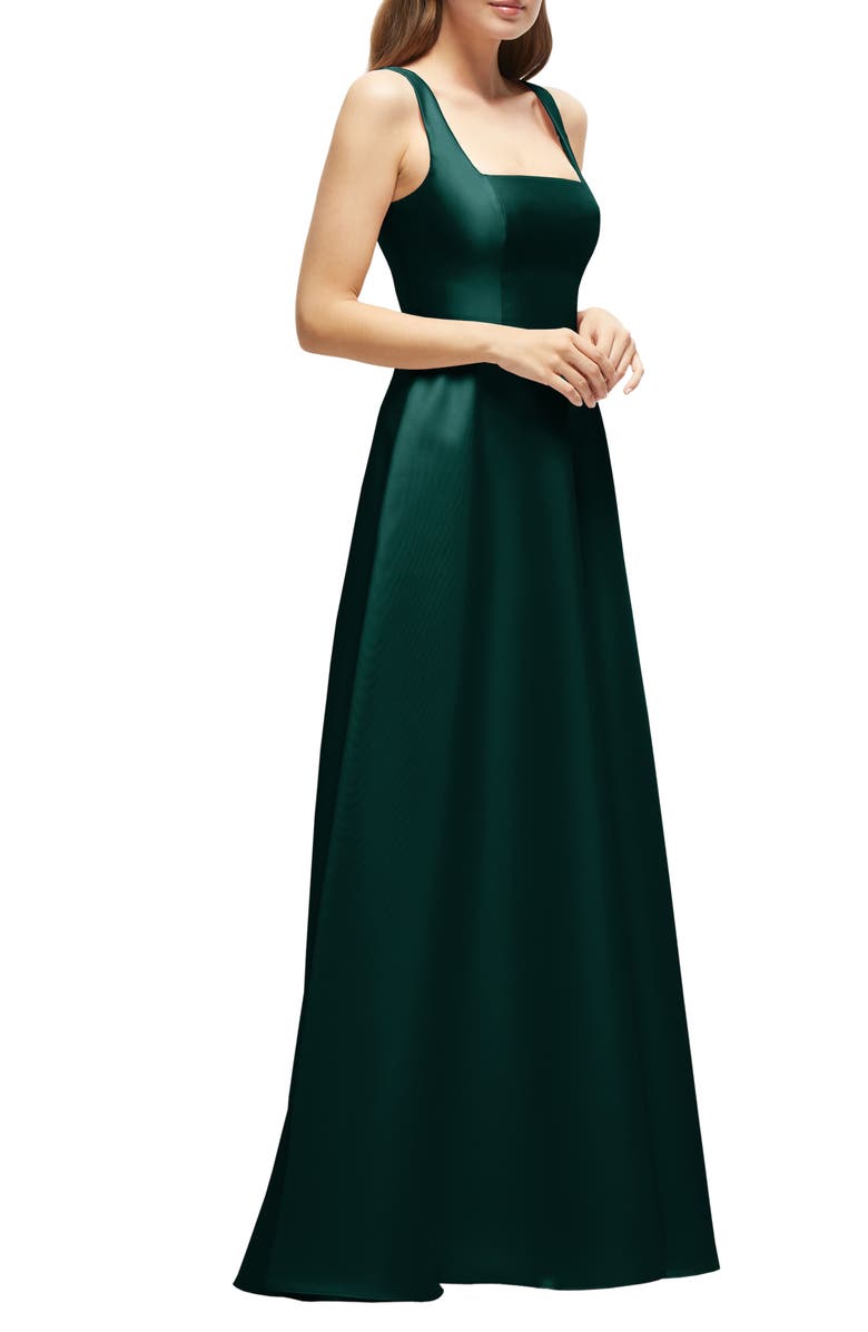 Dessy Collection Sleeveless Satin Gown, Alternate, color, Evergreen