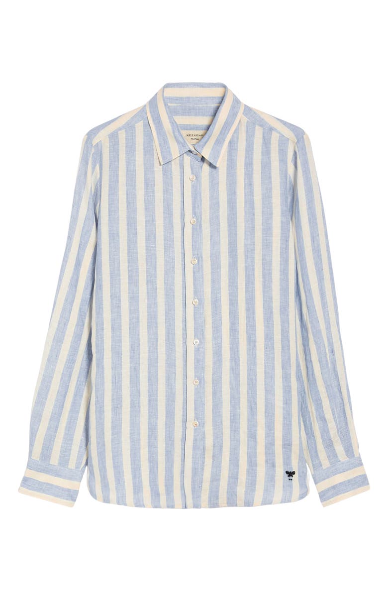 Weekend Max Mara Lari Stripe Linen Shirt, Alternate, color,