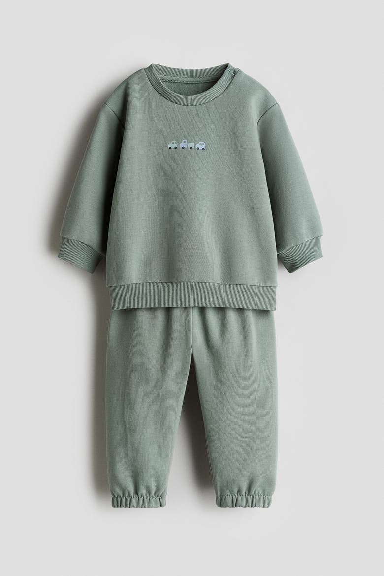 2-piece Sweatshirt Set, Main, color, Dusty green/cars