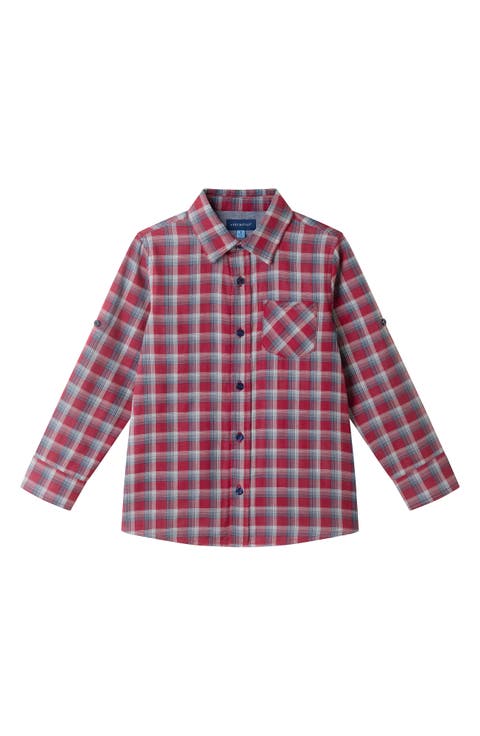 Kids' Plaid Cotton Button-Up Shirt (Toddler, Little Kid & Big Kid)