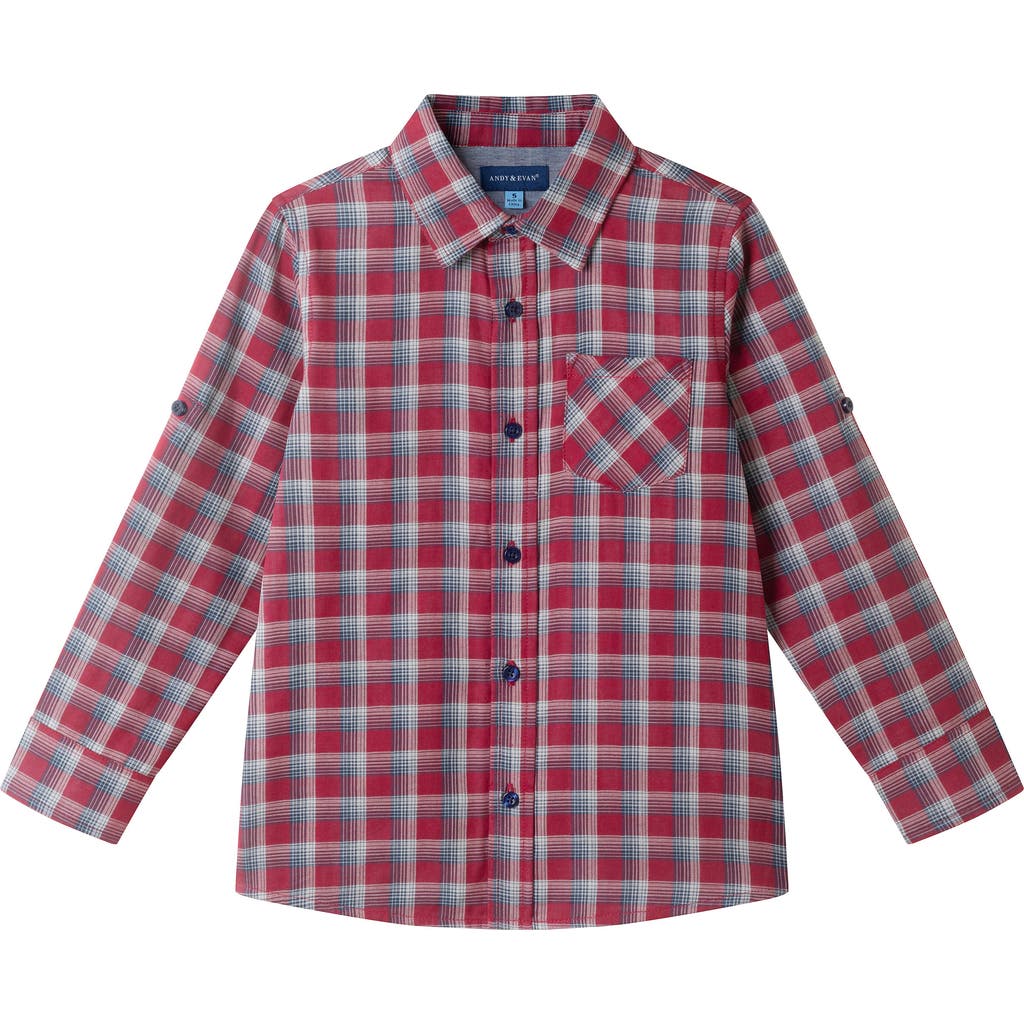 Andy & Evan Kids' Plaid Cotton Button-up Shirt In Red