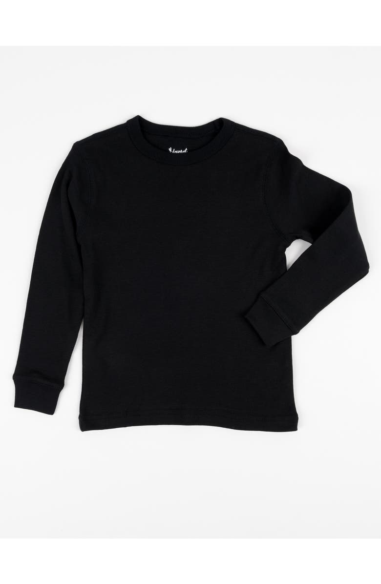 Leveret Kids Long Sleeve T-Shirt, 100% Cotton, Solid Colors, Alternate, color, Black
