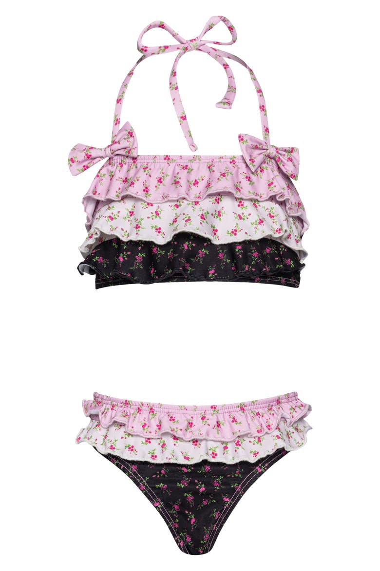 Kids' Ruffle Bow Two-Piece Swimsuit, Main, color, ROSEBUD