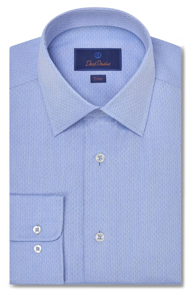 David Donahue Trim Fit Neat Textured Dress Shirt, Main, color,