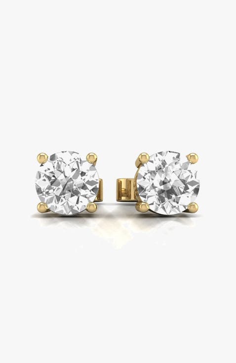 14k Gold Stud Lab Diamond 1.5 Carats Earrings