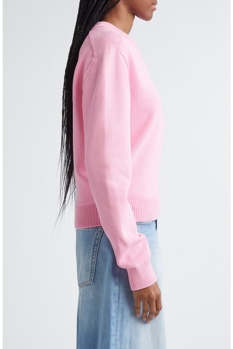 Kolos Face Patch Cotton Crewneck Sweater, Alternate, color, CAMEO PINK DRM