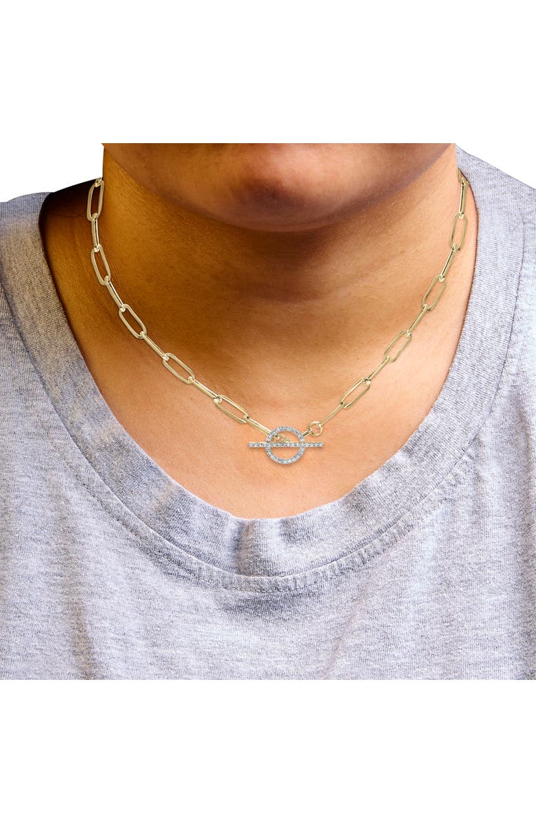 Haus of Brilliance 14KT Yellow Gold 1/4 Cttw Diamond Toggle Clasp Paperclip Link Necklace, Alternate, color, Yellow