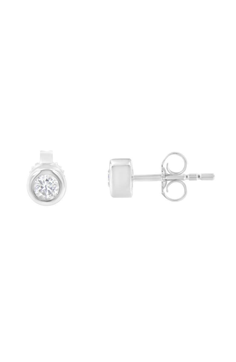 Haus of Brilliance 10K Gold 1/4 Ct Diamond Bezel Stud Earrings, Alternate, color, White
