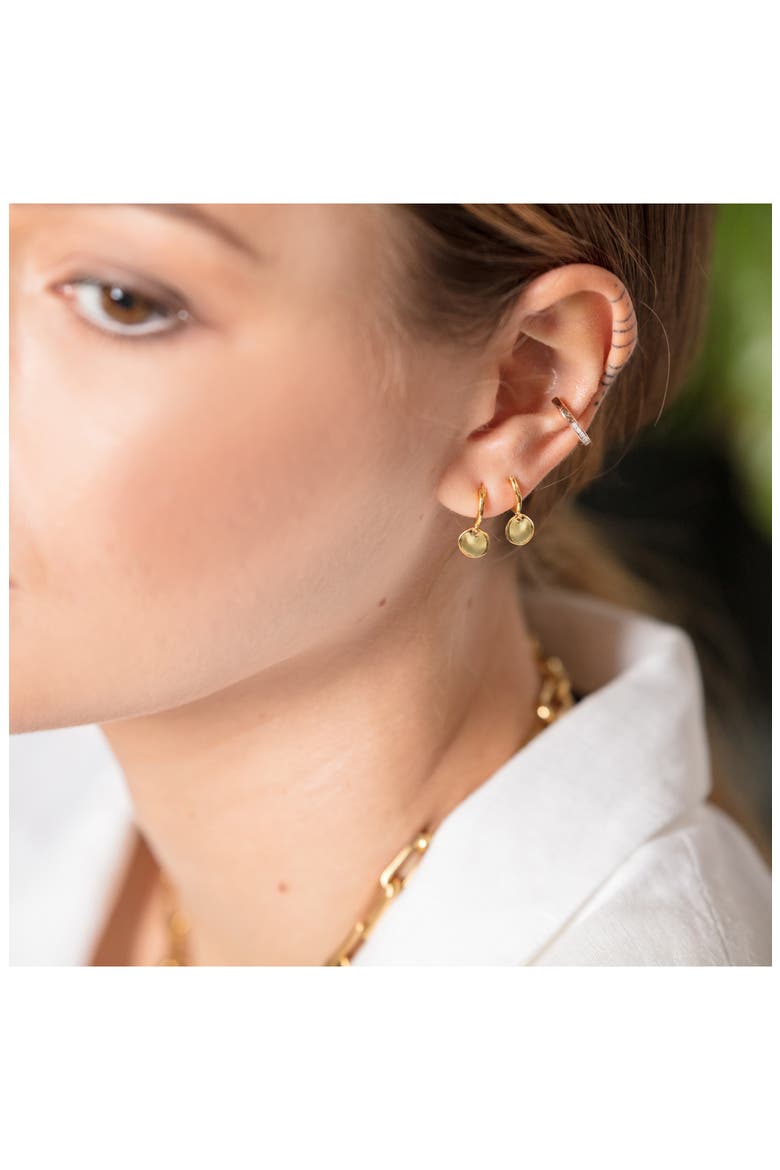 Siren Muse Mini Coin Drop Huggie Hoop Earrings, Alternate, color, YELLOW GOLD