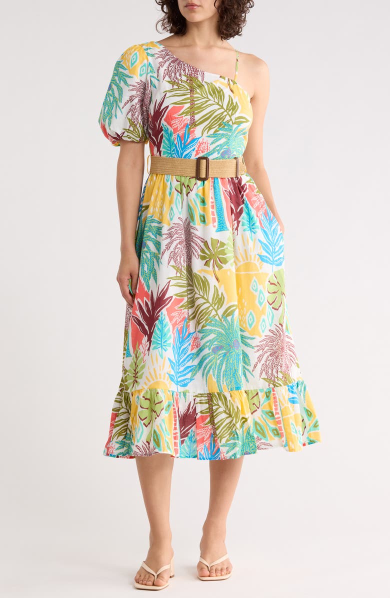 Tori Richard Pieces of Paradise Rhiannon Puff Sleeve Cotton Maxi Dress, Main, color, Multi Color