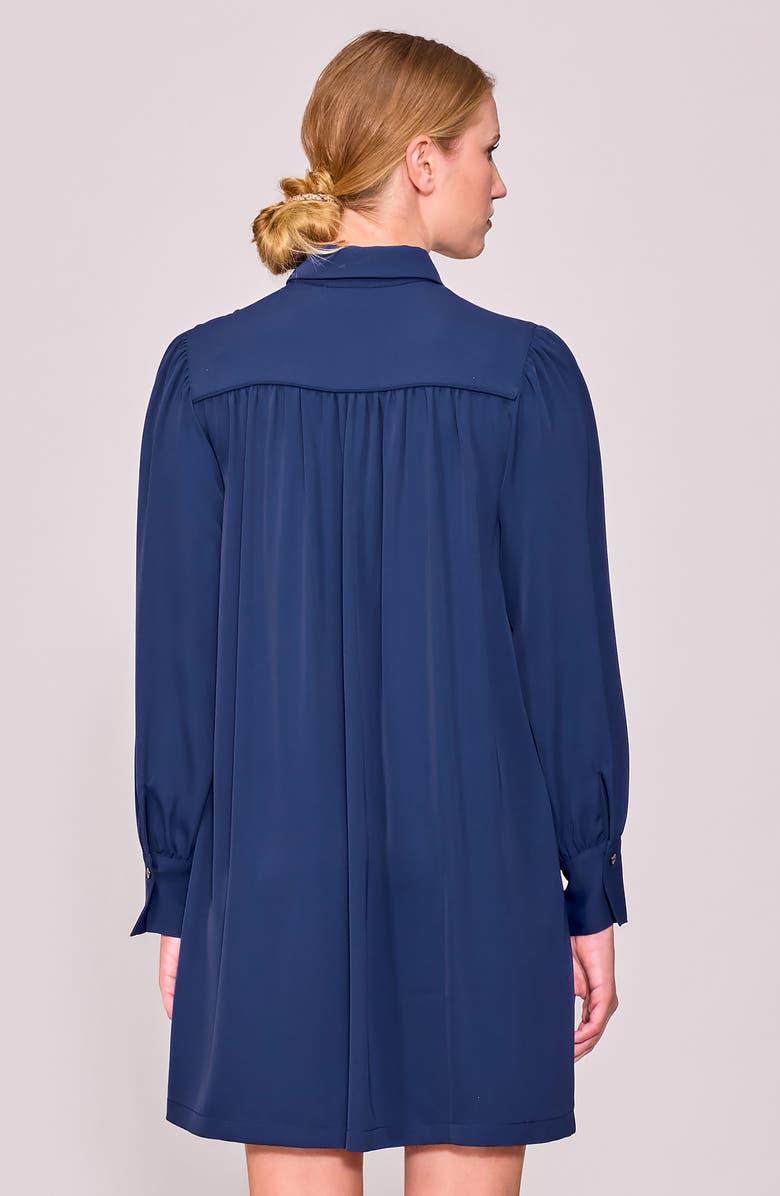 MELLODAY Long Sleeve Crepe Shirtdress, Alternate, color, Midnight Navy