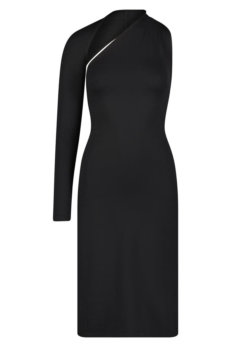Manhattan Asymmetric One-Shoulder Ponte Dress, Alternate, color, BLACK