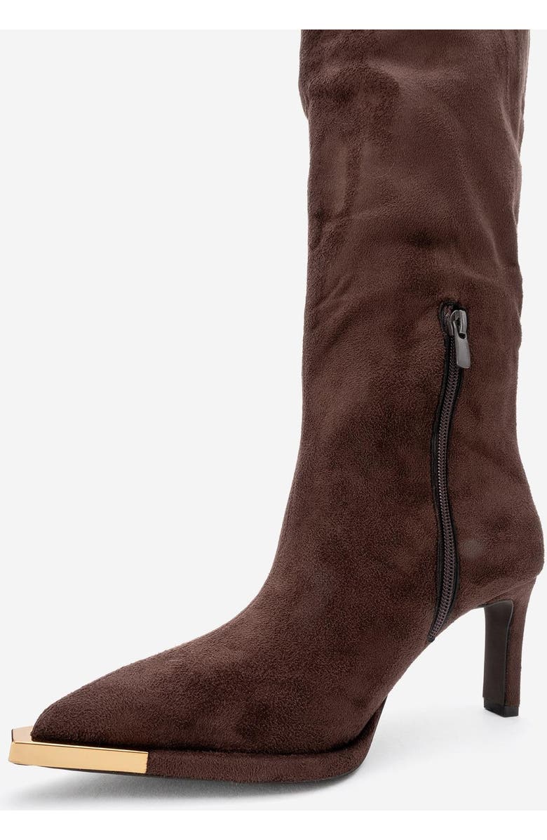 Prologue Shoes Vody Over The Knee Zip Stiletto Boot, Alternate, color, Brown Suede Faux Leather