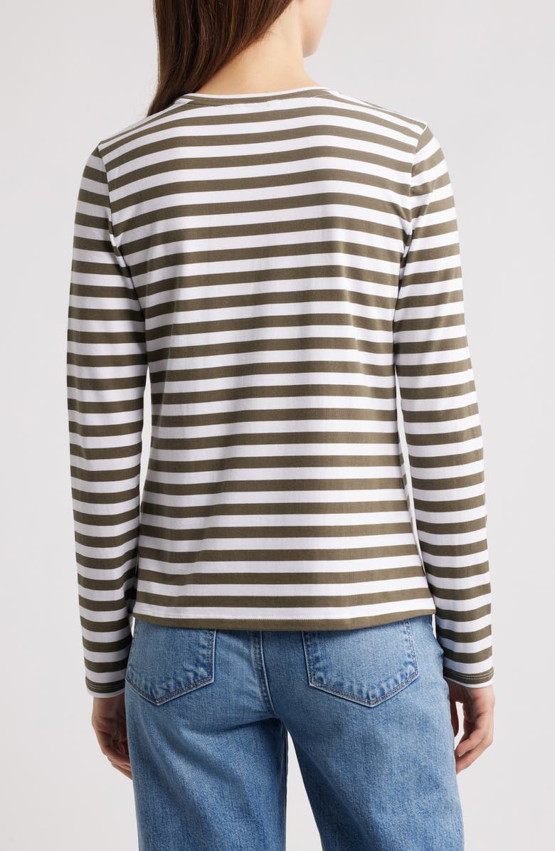 Caslon<sup>®</sup> Crewneck Long Sleeve T-Shirt, Alternate, color, Olive Sarma-White Charm Stripe