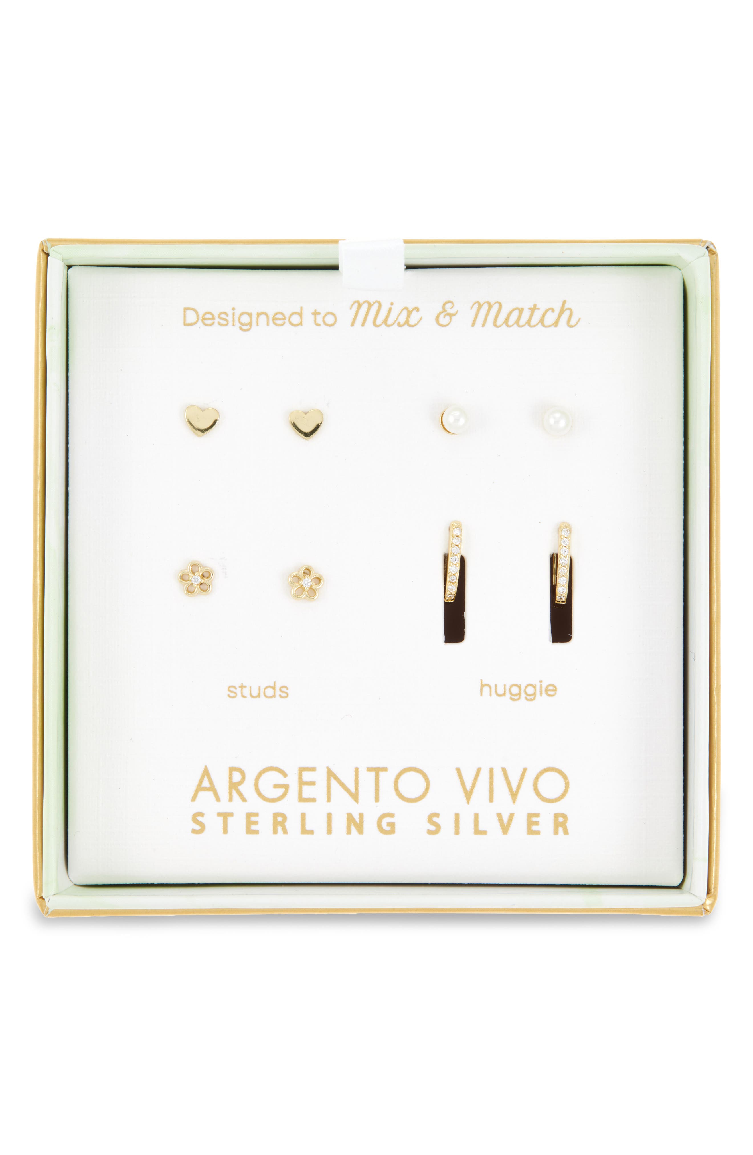 ARGENTO VIVO Pack of Four Spring Assorted Stud & Hoop Earrings