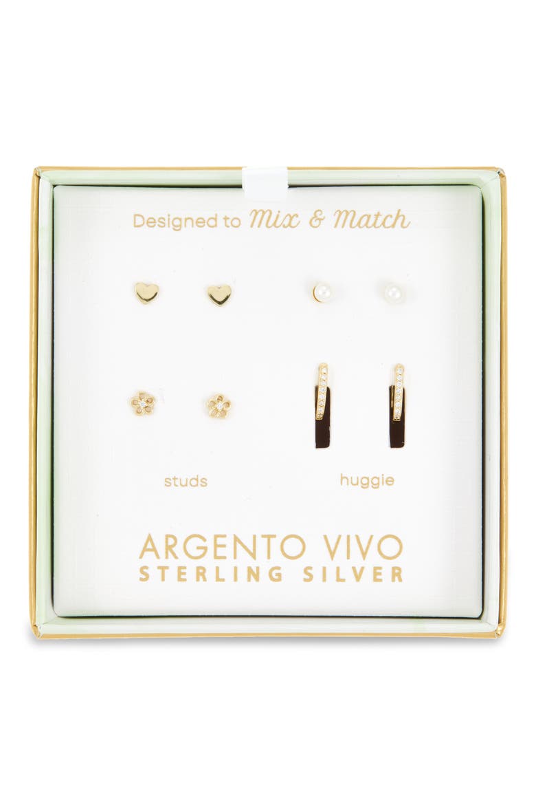 Pack of Four Spring Assorted Stud & Hoop Earrings, Main, color, GOLD