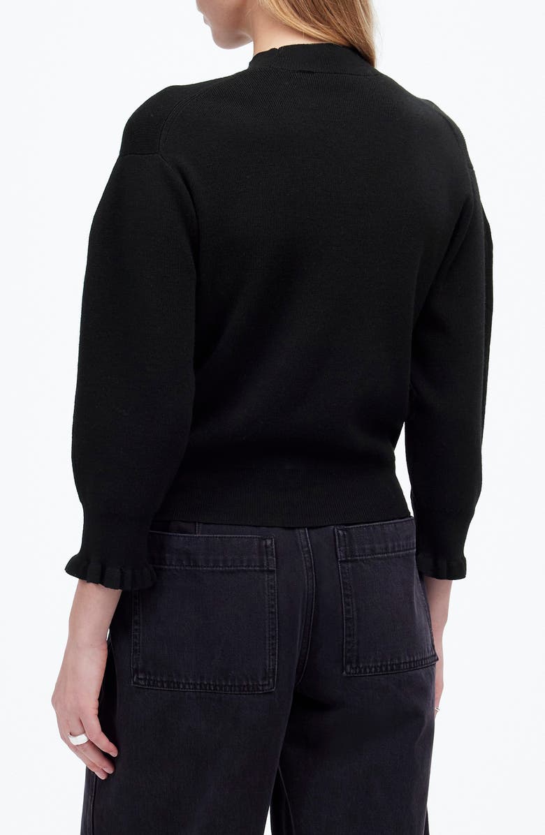 Madewell Ruffle Mockneck Merino Wool Blend Sweater, Alternate, color, True Black