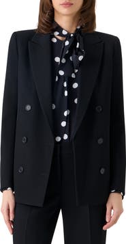 Akris punto Double Breasted Virgin Wool Tricotine Jacket