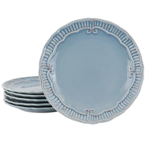 Capri 6 piece 11in Stoneware Embossed Dinner Plate Set
