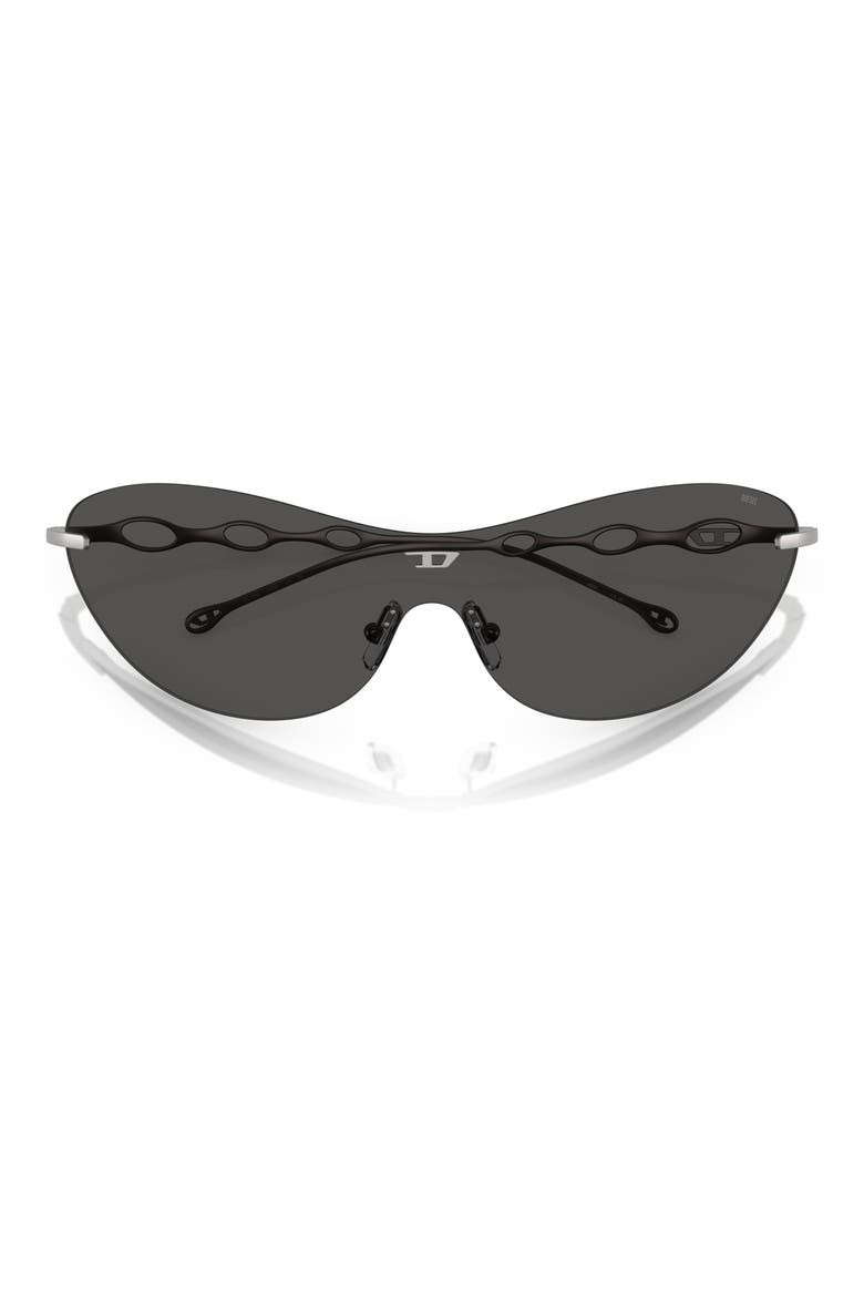 135mm Gradient Oval Shield Sunglasses, Alternate, color, MATTE GUNMETAL / DARK GREY