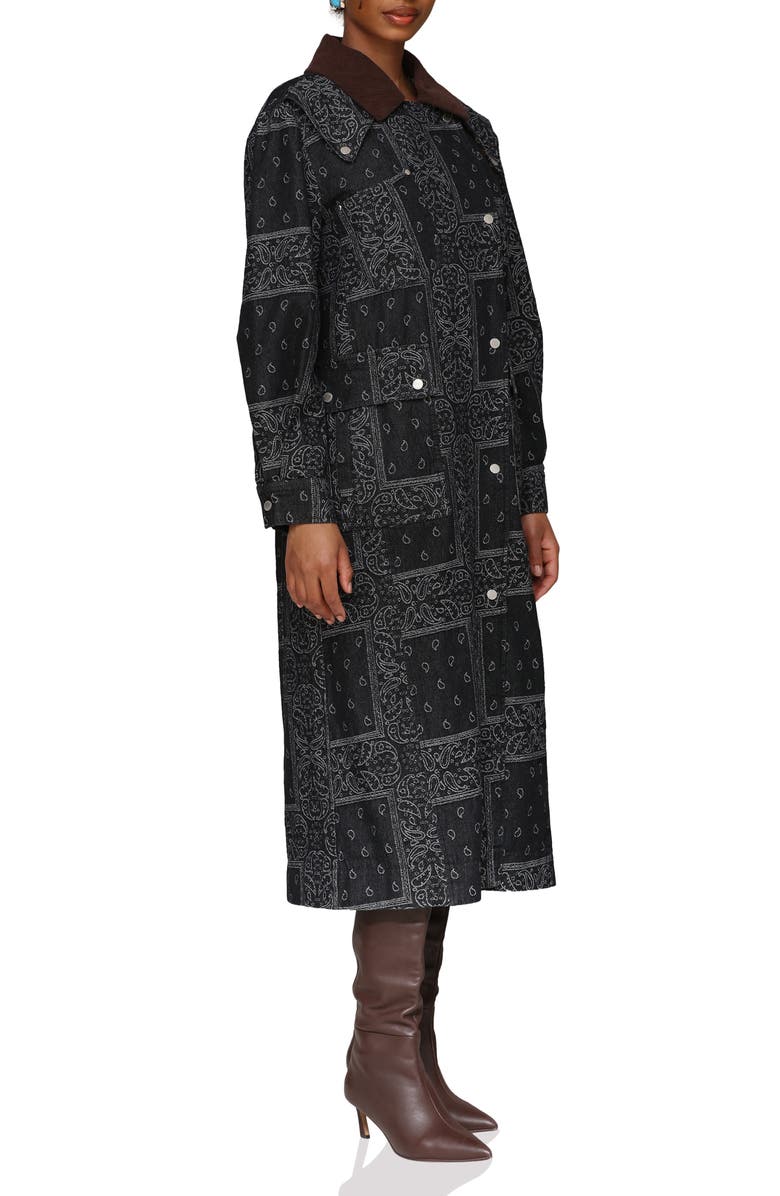 Avec Les Filles Patchwork Asymmetric Utility Coat, Alternate, color, Indigo Paisley