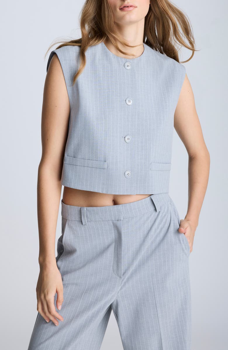Kenneth Cole Pinstripe Boxy Crop Vest, Main, color, 