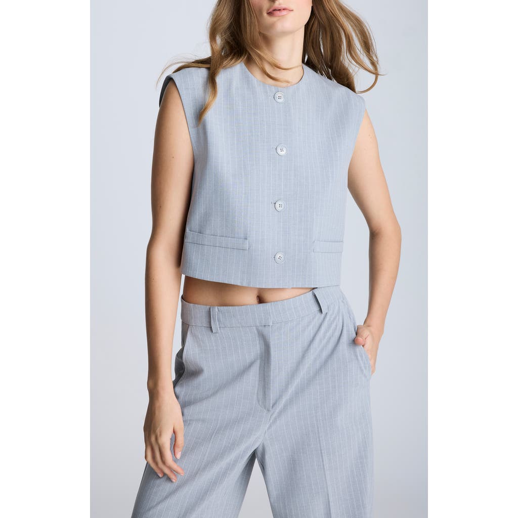 Kenneth Cole Pinstripe Boxy Crop Vest
