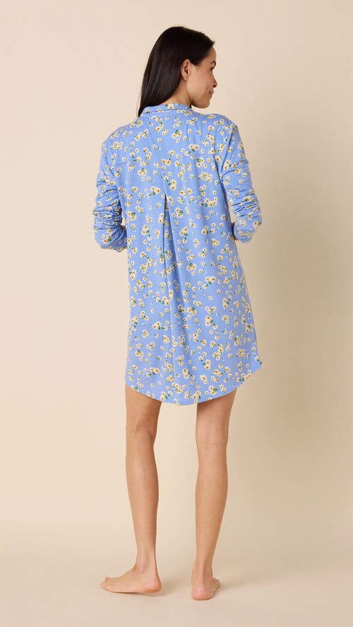 The Cat's Pajamas Pima Knit Night Shirt Floral In Blue