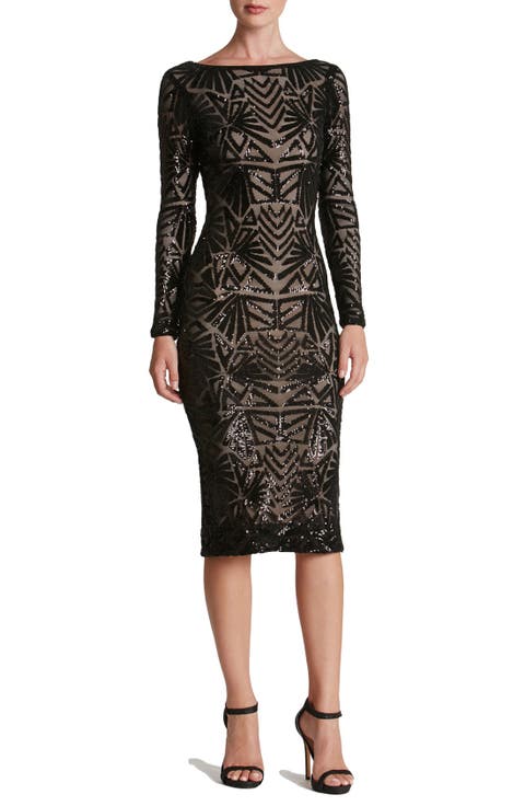 Emery Long Sleeve Sequin Cocktail Dress