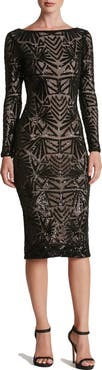 Dress the Population Emery Long Sleeve Sequin Cocktail Dress