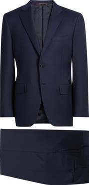 Canali Siena Regular Fit Navy Slub Wool Suit